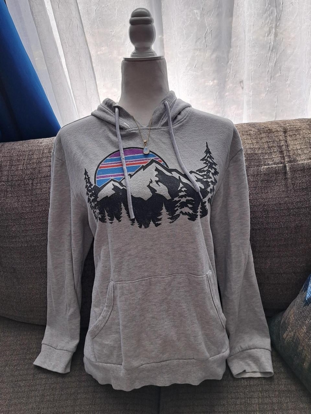 Sonoma Light Gray Hoodie with Purple and Blue Graphic
